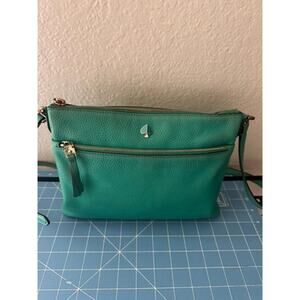 Kate Spade Love Shack Heart Shaped Crossbody Bag Saffiano Leather Teal Color